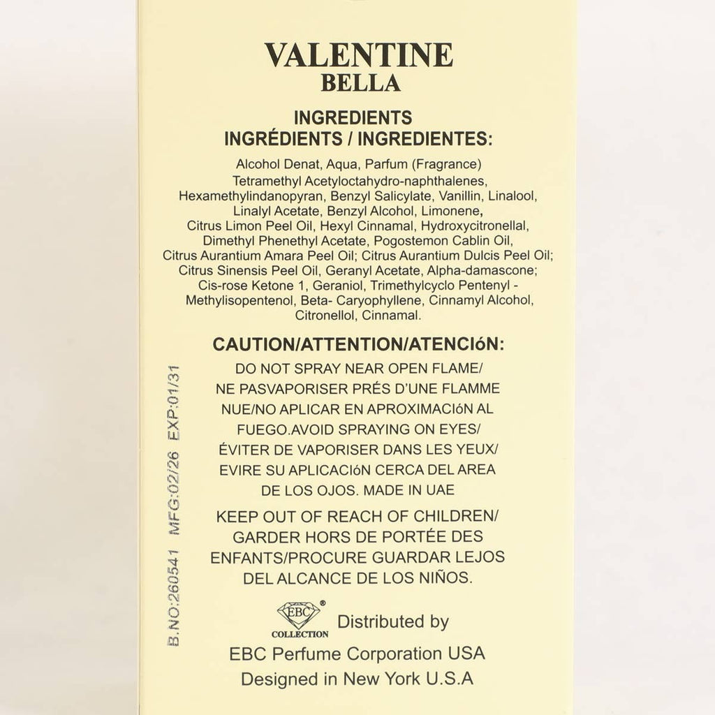 Valentin Bella EDP — box back, EBC Collection