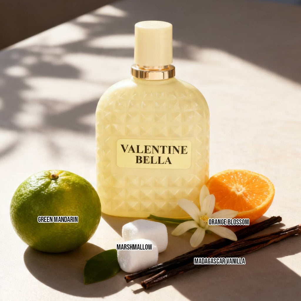 Valentin Bella EDP — green mandarin, marshmallow, orange blossom, Madagascar vanilla