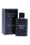 Aquarius Black for Men by MCH Beauty, 100ml EDT — matte-black bottle beside its black gift box