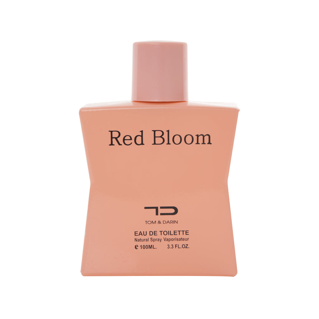 Red Bloom by Tom and Darin, 100ml — peach bottle, front view