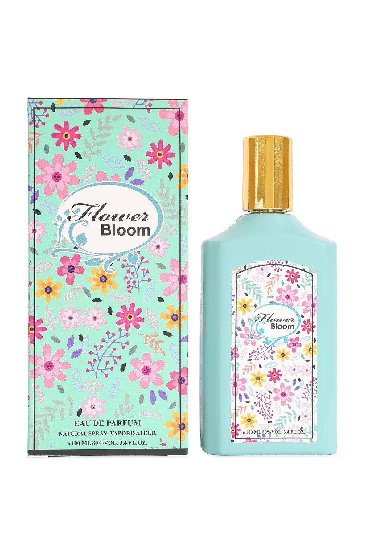 Flower Bloom by EBC Collection — mint green bottle and box, 100ml EDP