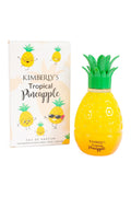 Kimberly's Tropical Pineapple by MCH Beauty, 100ml EDP — yellow pineapple-shaped bottle with green leaf cap beside its pineapple-print box