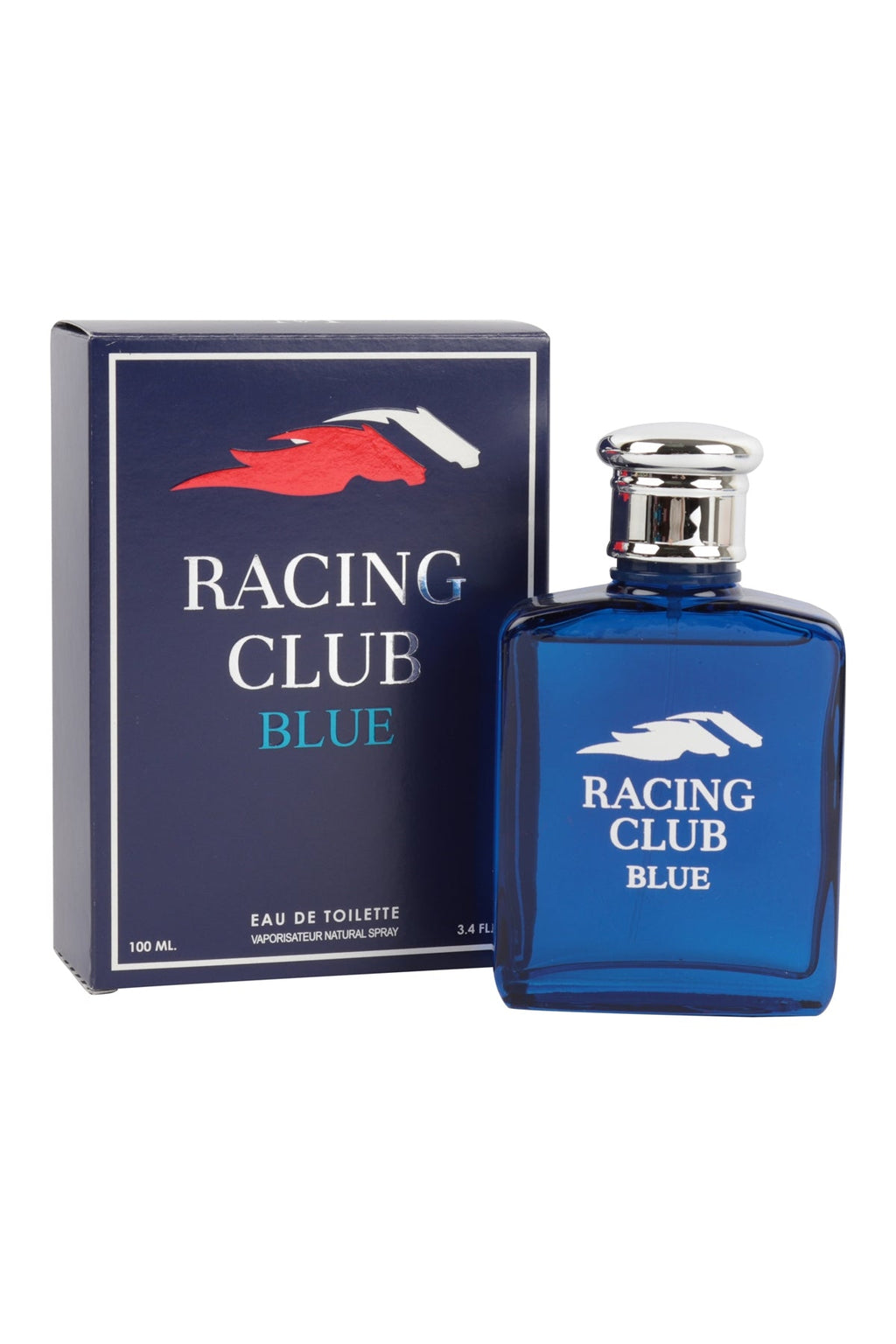 Racing Club Blue by MCH Beauty, 100ml EDT — blue bottle with its navy gift box