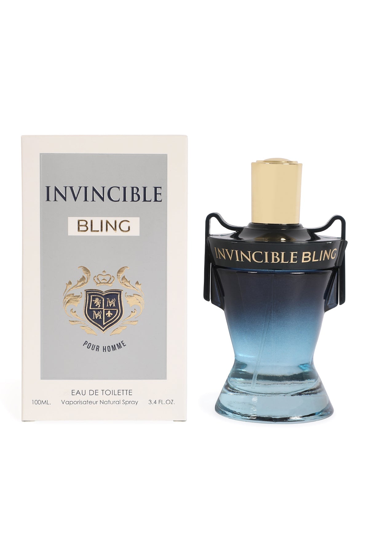 Invincible Bling Pour Homme by MCH Beauty, 100ml EDT — bottle with gold cap and its gift box