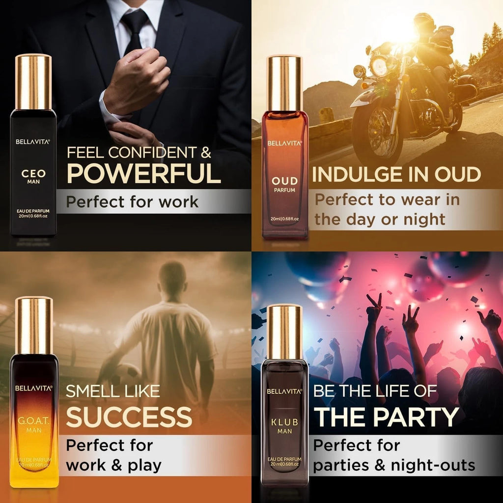 Bella Vita Luxury Perfume Gift Set for Men, 4 x 20ml EDP (2.71 fl oz)