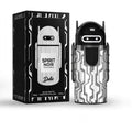 Spirit Noir Pour Homme by Dubai Essences, 100ml EDT — black and silver robot-shaped bottle beside its black box