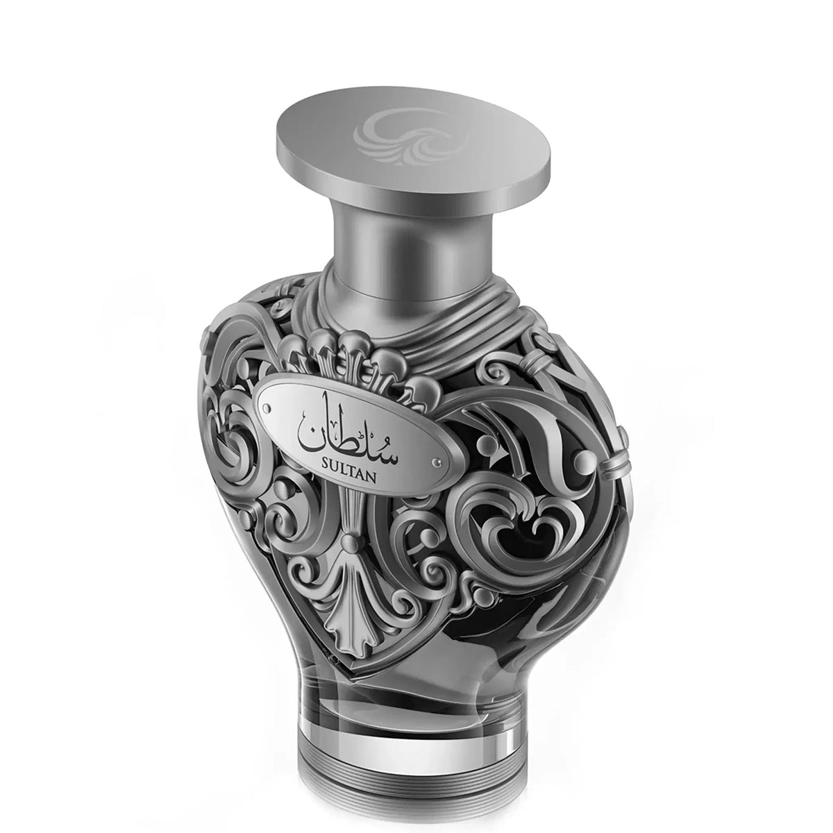 Sultan by Le Falcone, 100ml EDP — silver bottle, angled view